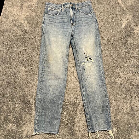 Madewell Jeans Womens 27 Perfect Vintage Distressed Raw Hem High Rise Pants - Picture 1 of 12